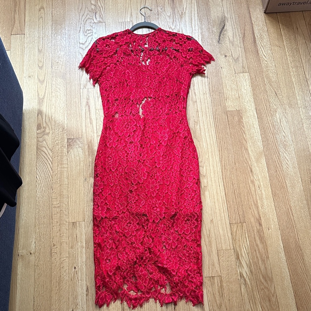 Alexis Vibrant Red Lace Midi Dress